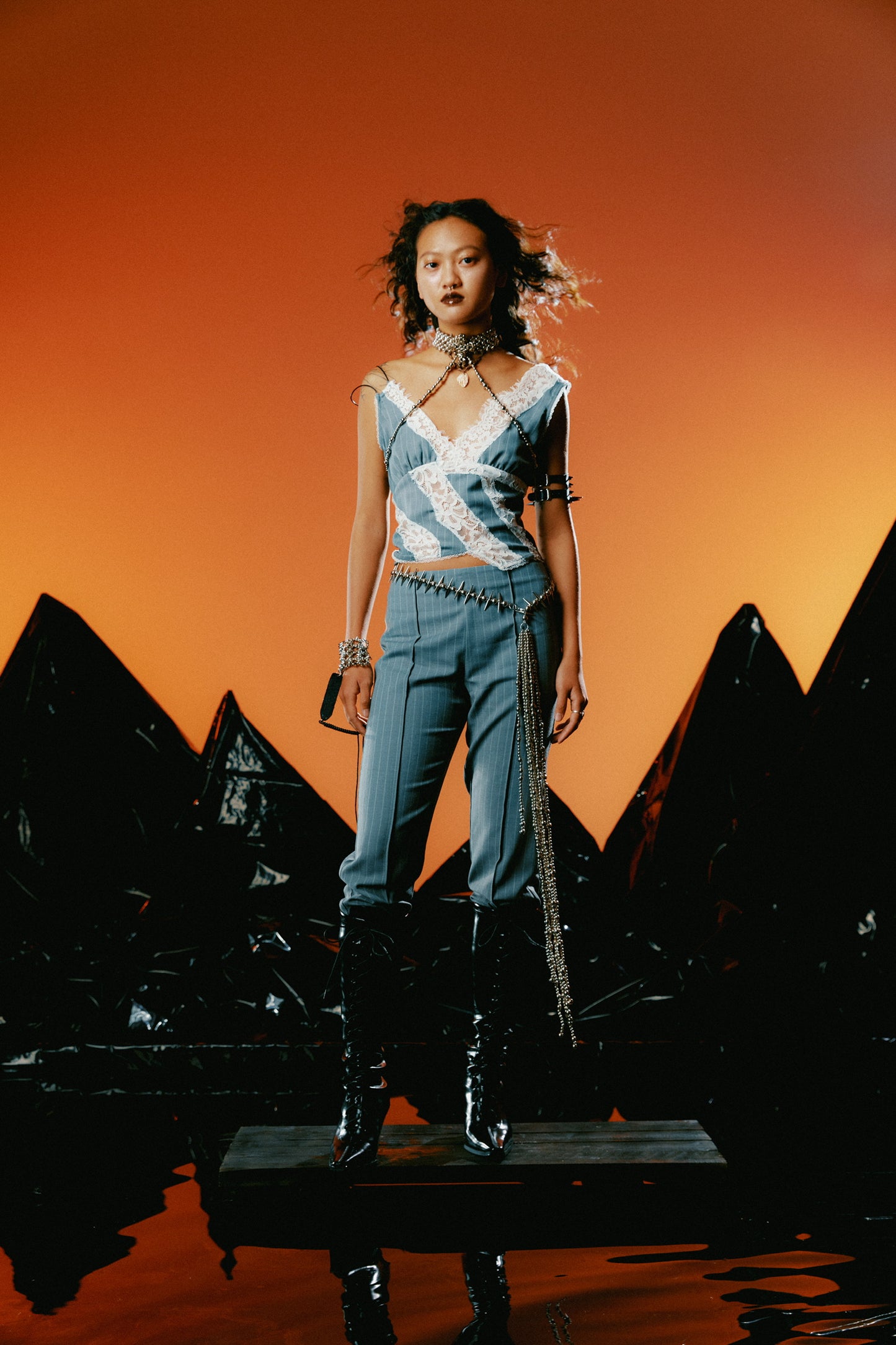 THE PINSTRIPE LACE TOP