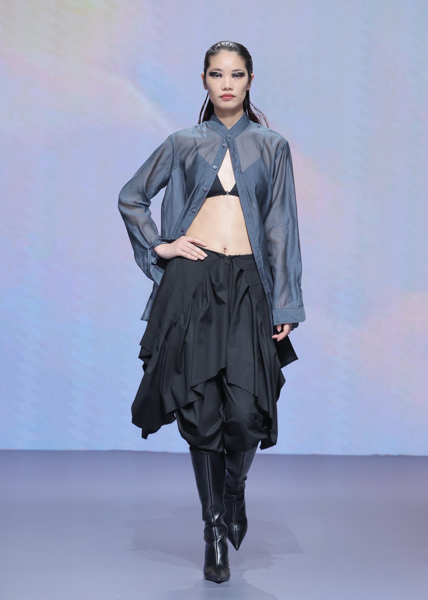 Blue Cotton-Silk Shirt