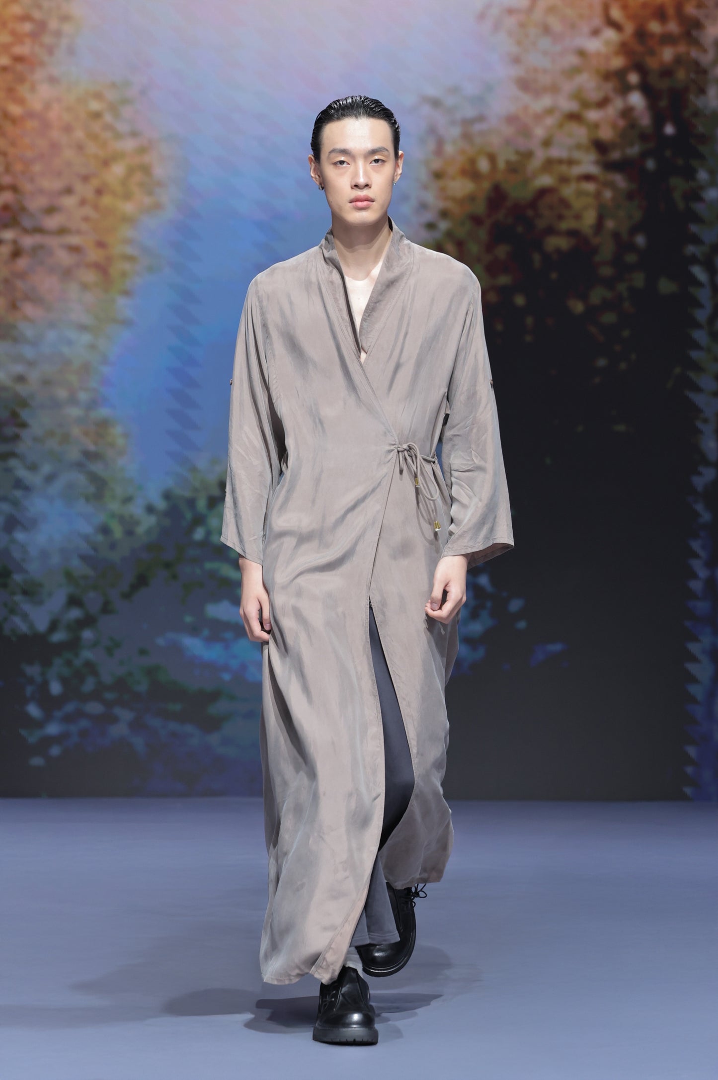 Beige Wrap Kimono Dress