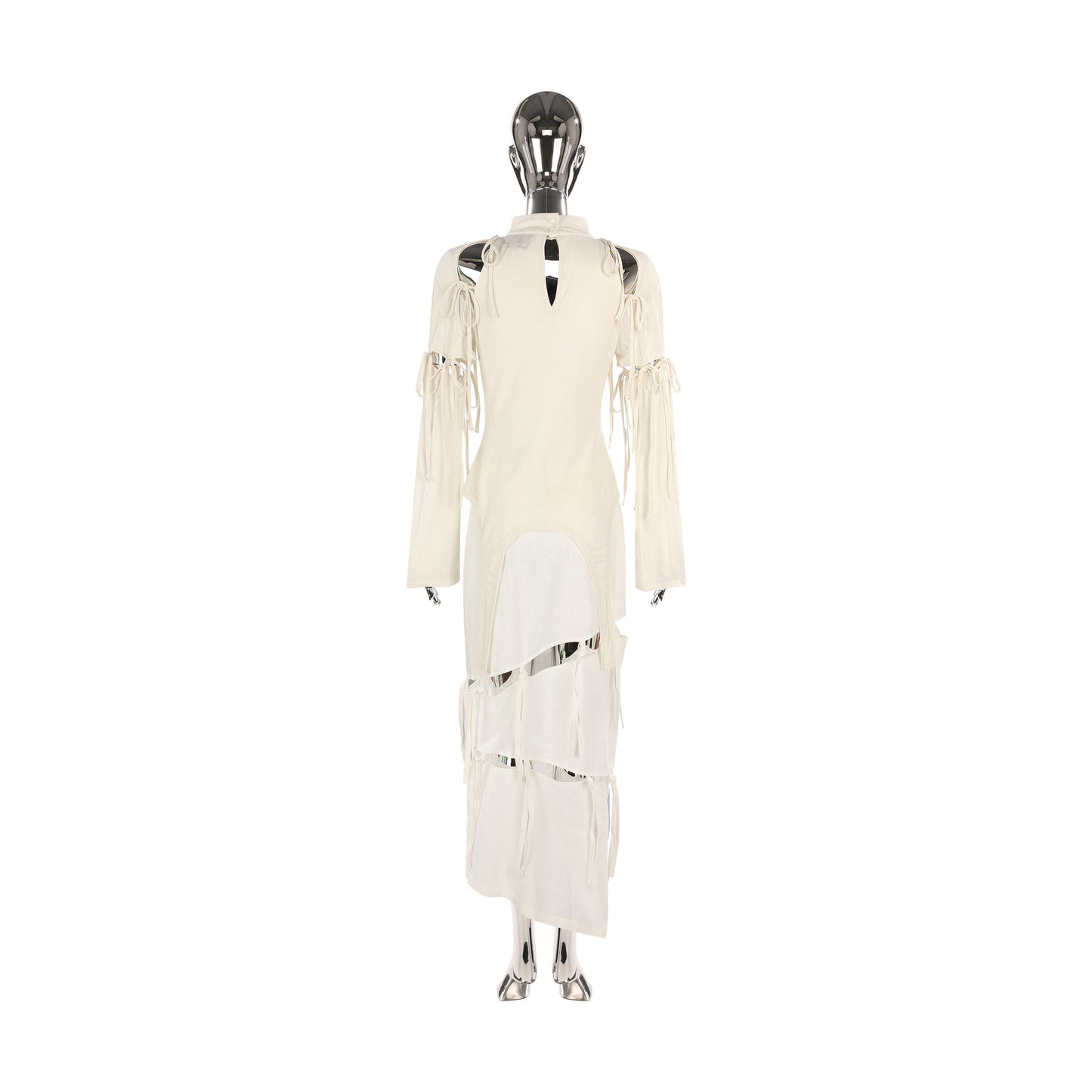 WHITE CONVERTIBLE JERSEY TIE SHIRT