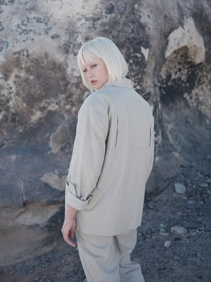 White Linen Workwear Shirt