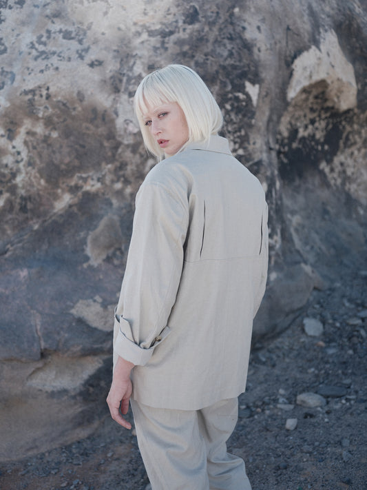 White Linen Workwear Shirt