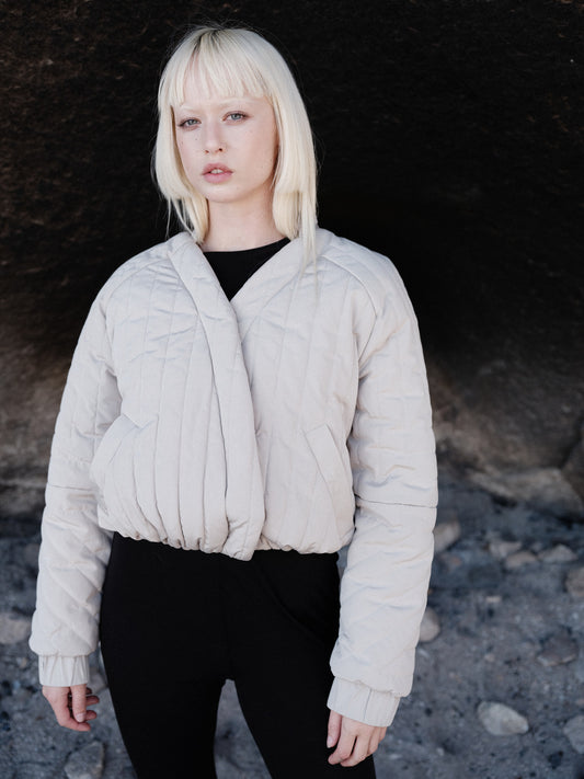 White Cropped Cocoon Jacket