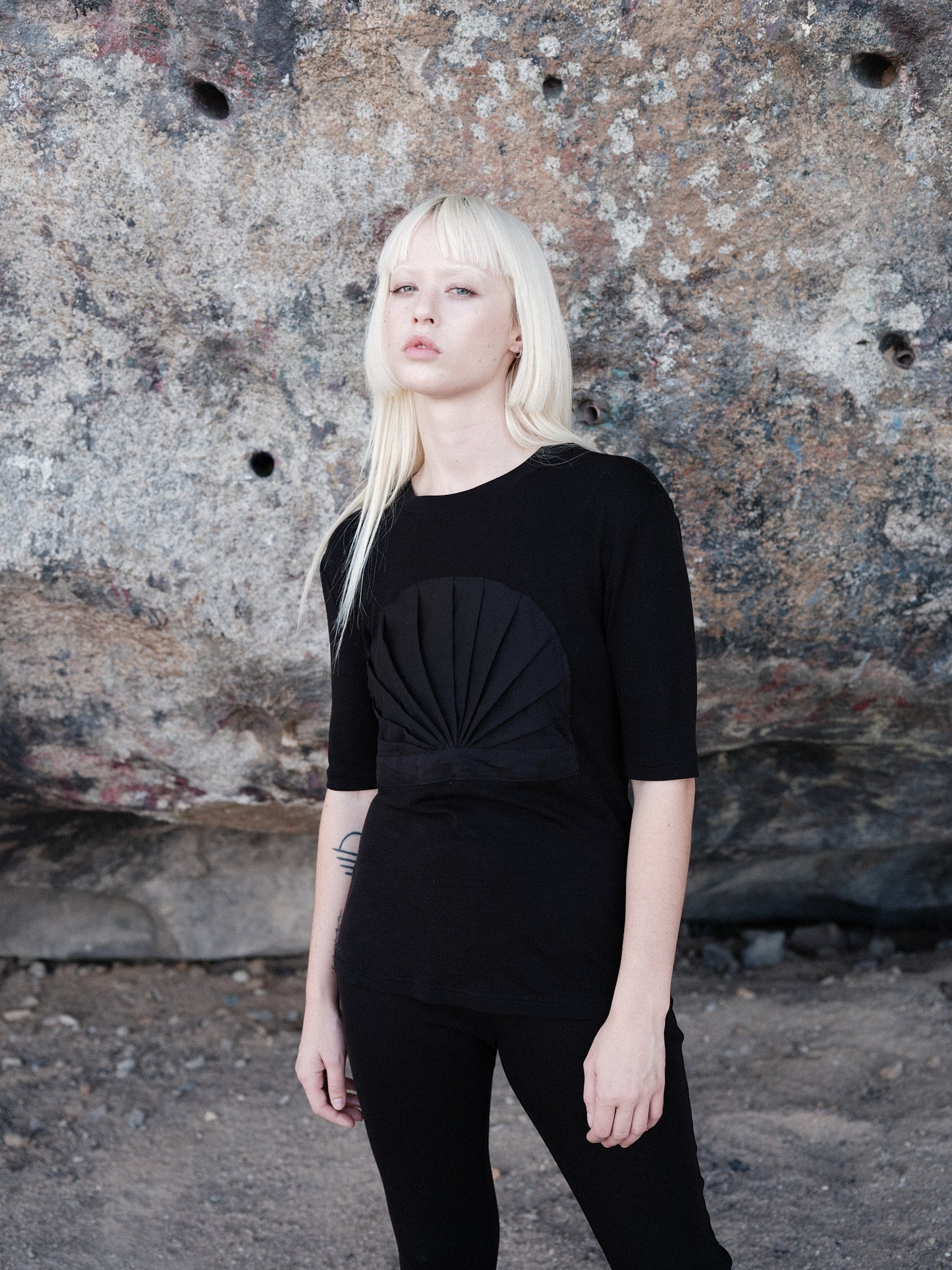 Black Wool Jersey T-Shirt