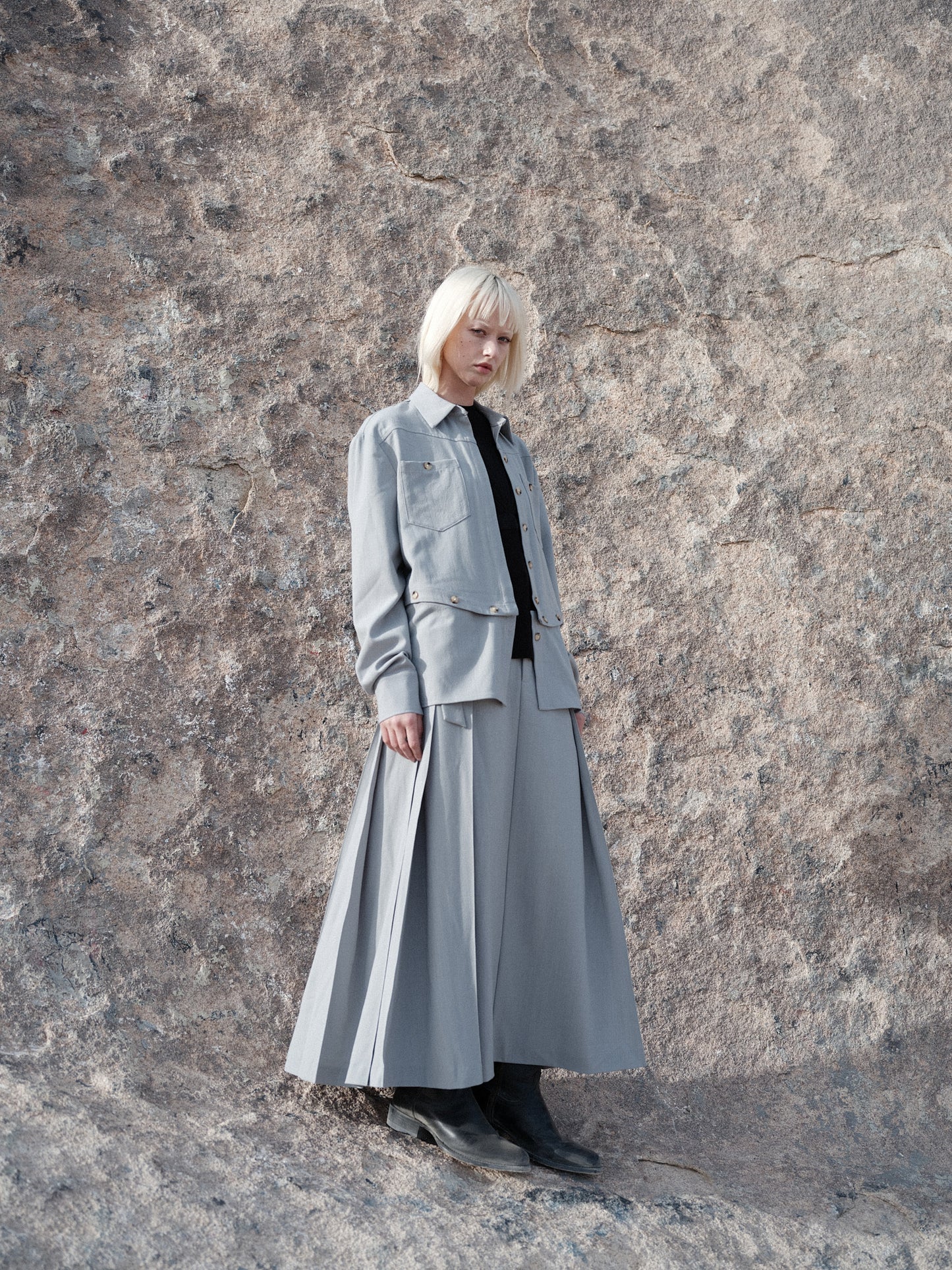 Blue Detachable Button Shirt