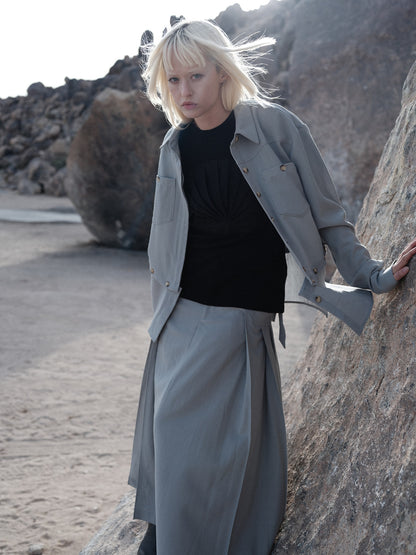 Blue Detachable Button Shirt