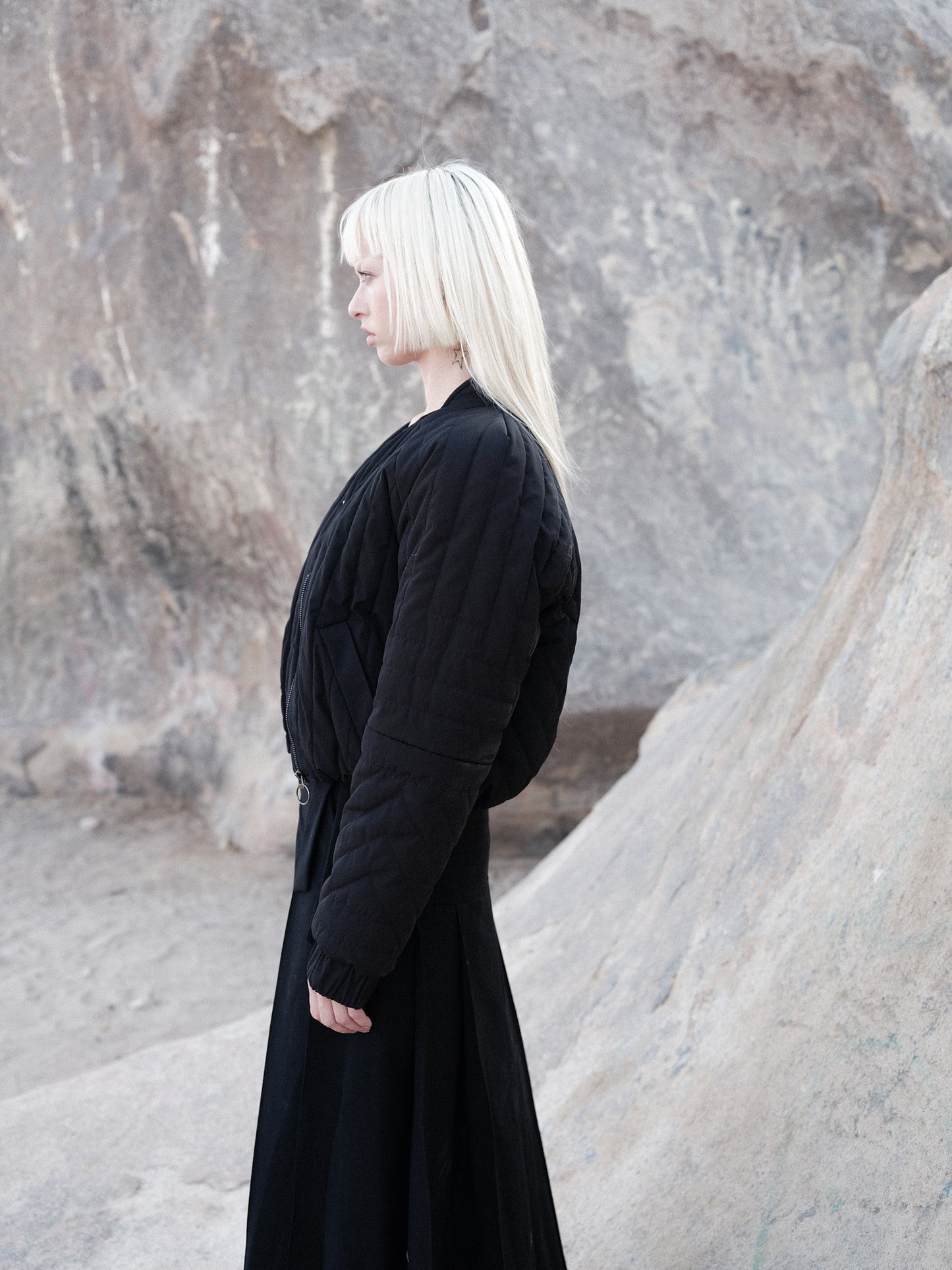 Black Cropped Cocoon Jacket