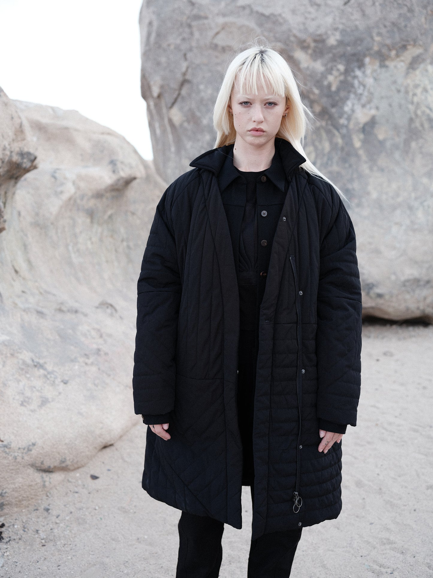Black Quilted  Puffer Jacket