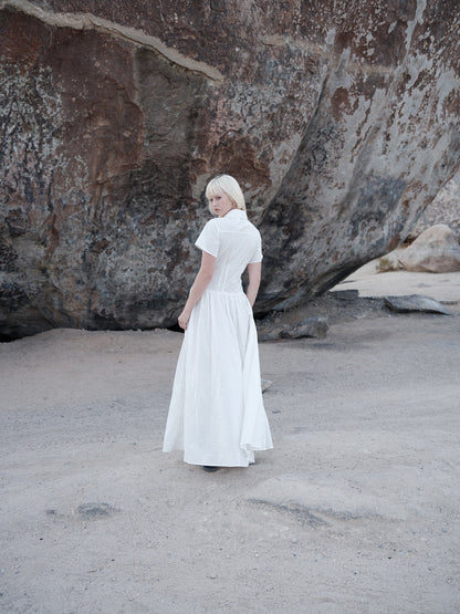 White Cotton Shirt Dress