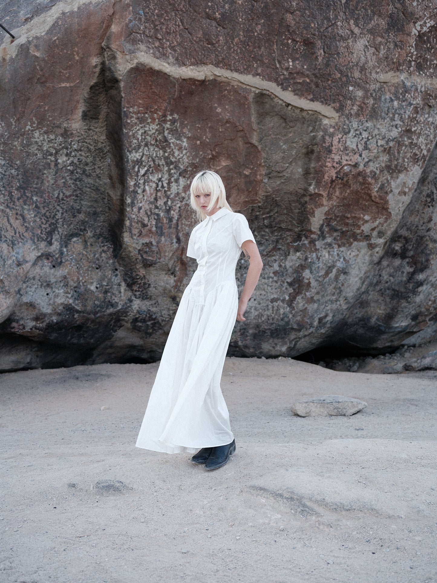 White Cotton Shirt Dress