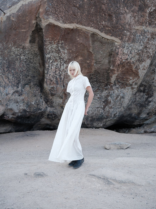 White Cotton Shirt Dress