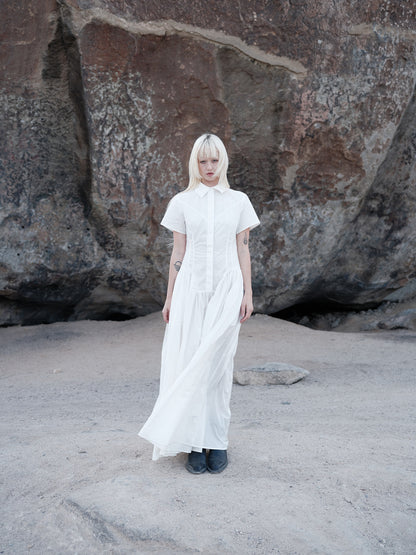 White Cotton Shirt Dress