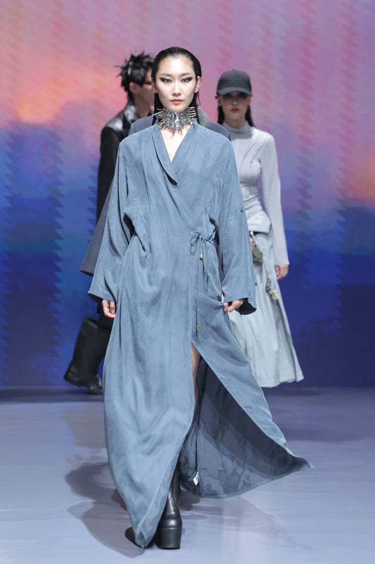 Blue Wrap Kimono Dress