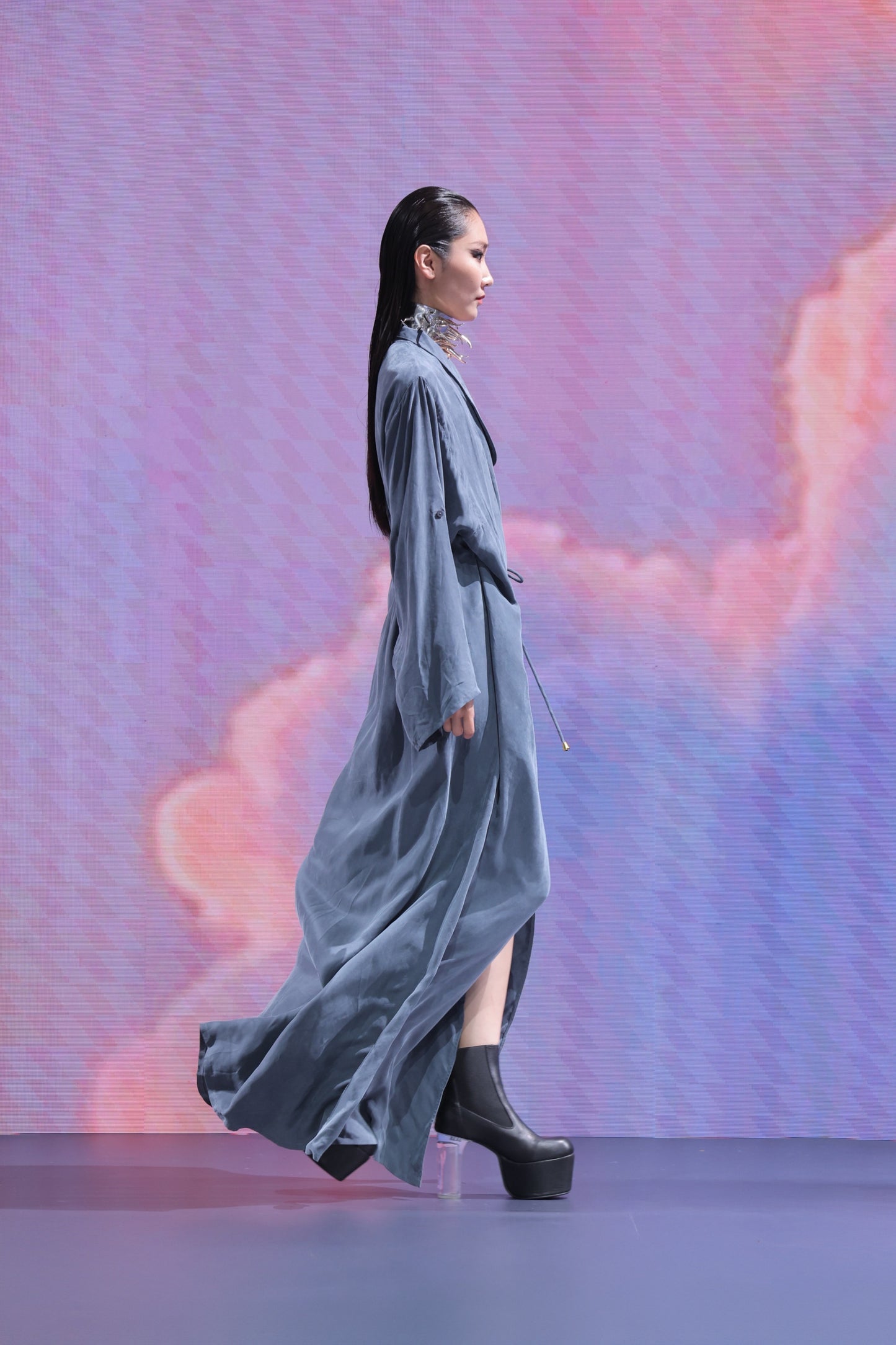 Blue Wrap Kimono Dress