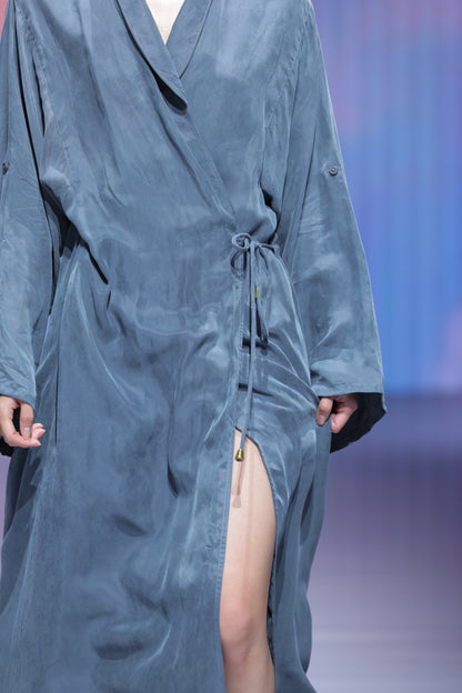 Blue Wrap Kimono Dress