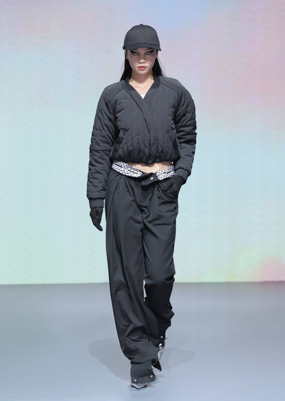 Black Cropped Cocoon Jacket