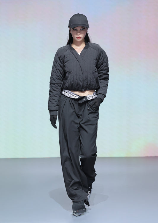 Black Cropped Cocoon Jacket