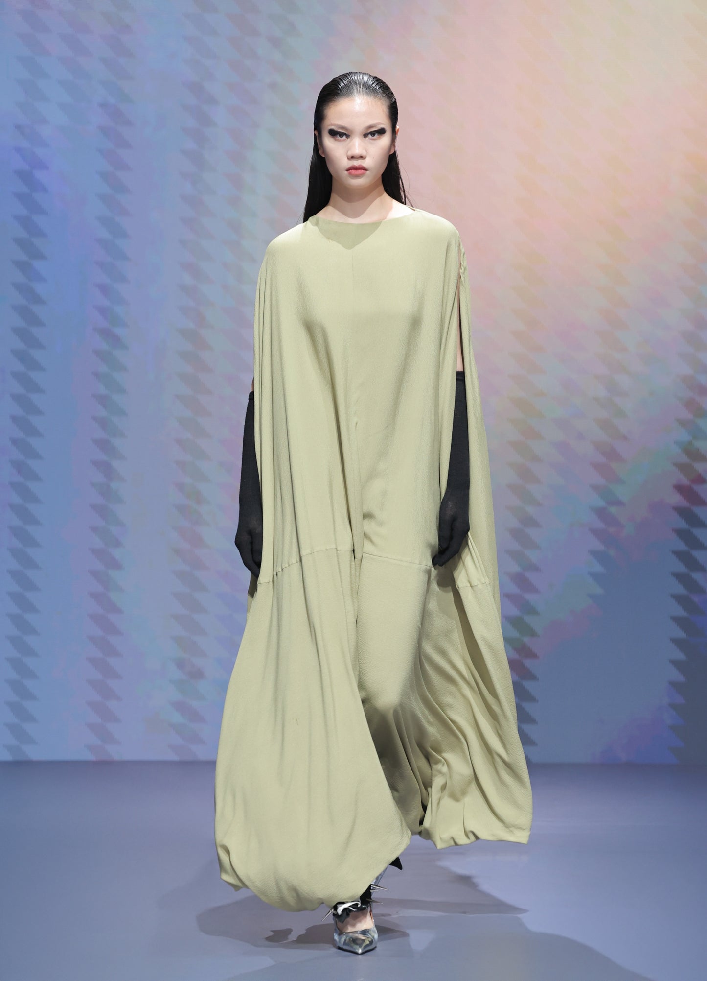 Green Silk Bias Cut dress