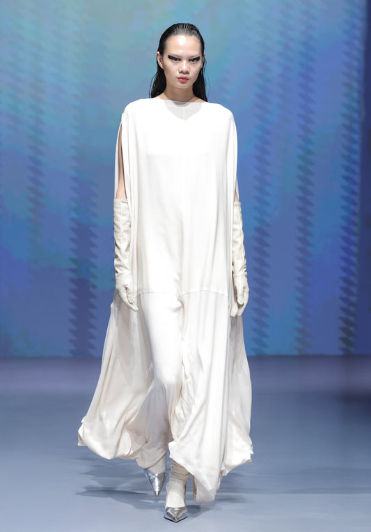 White Silk Bias Cut Dress