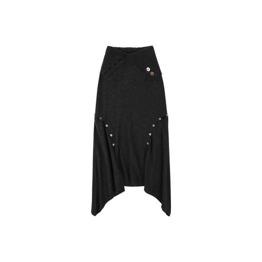 RIBBED KNIT CONVERTIBLE BUTTON SKIRT