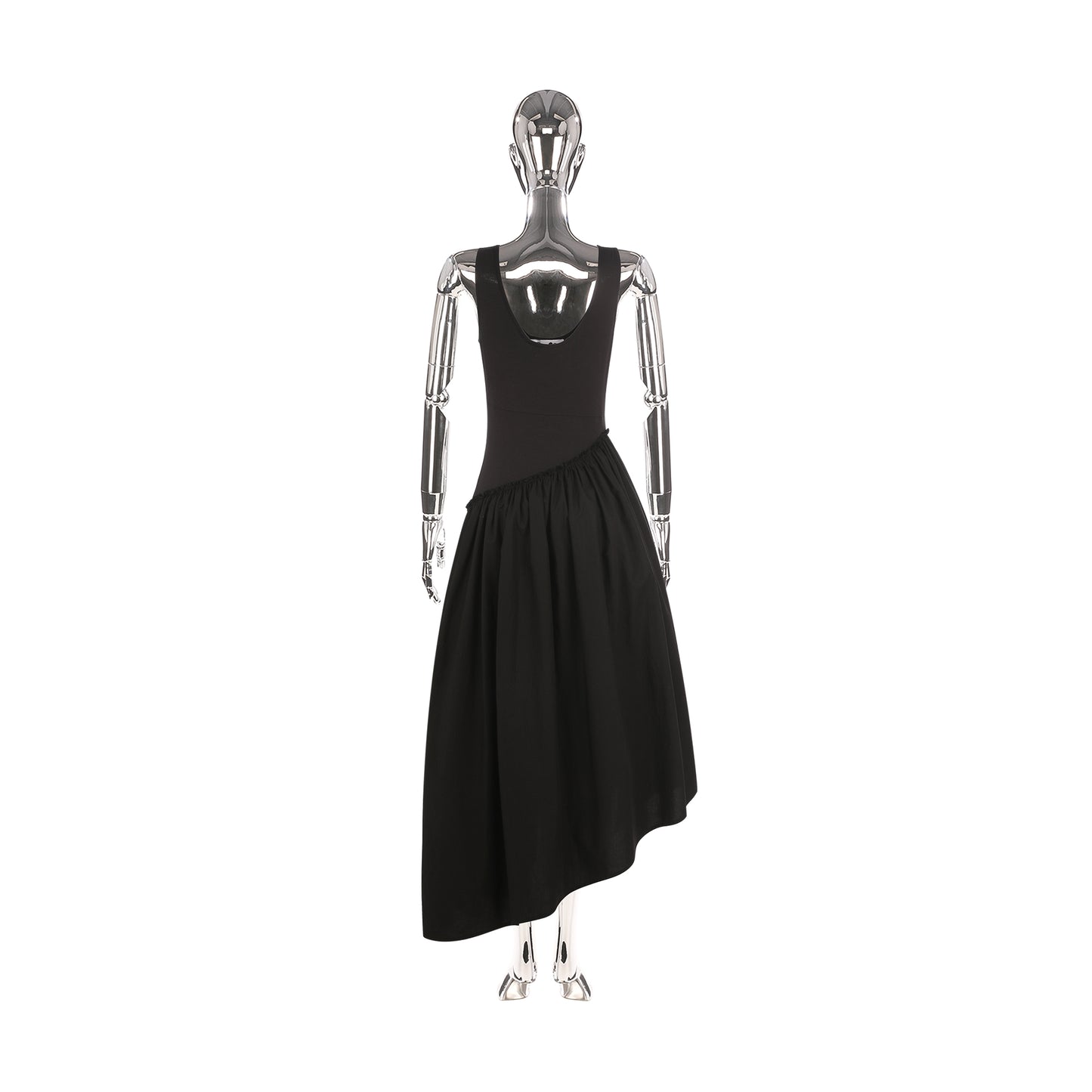 Black Drop Waist Poplin Jersey Dress | Sixa Rev Black Drop Waist Poplin Jersey Dress | Sixa Rev