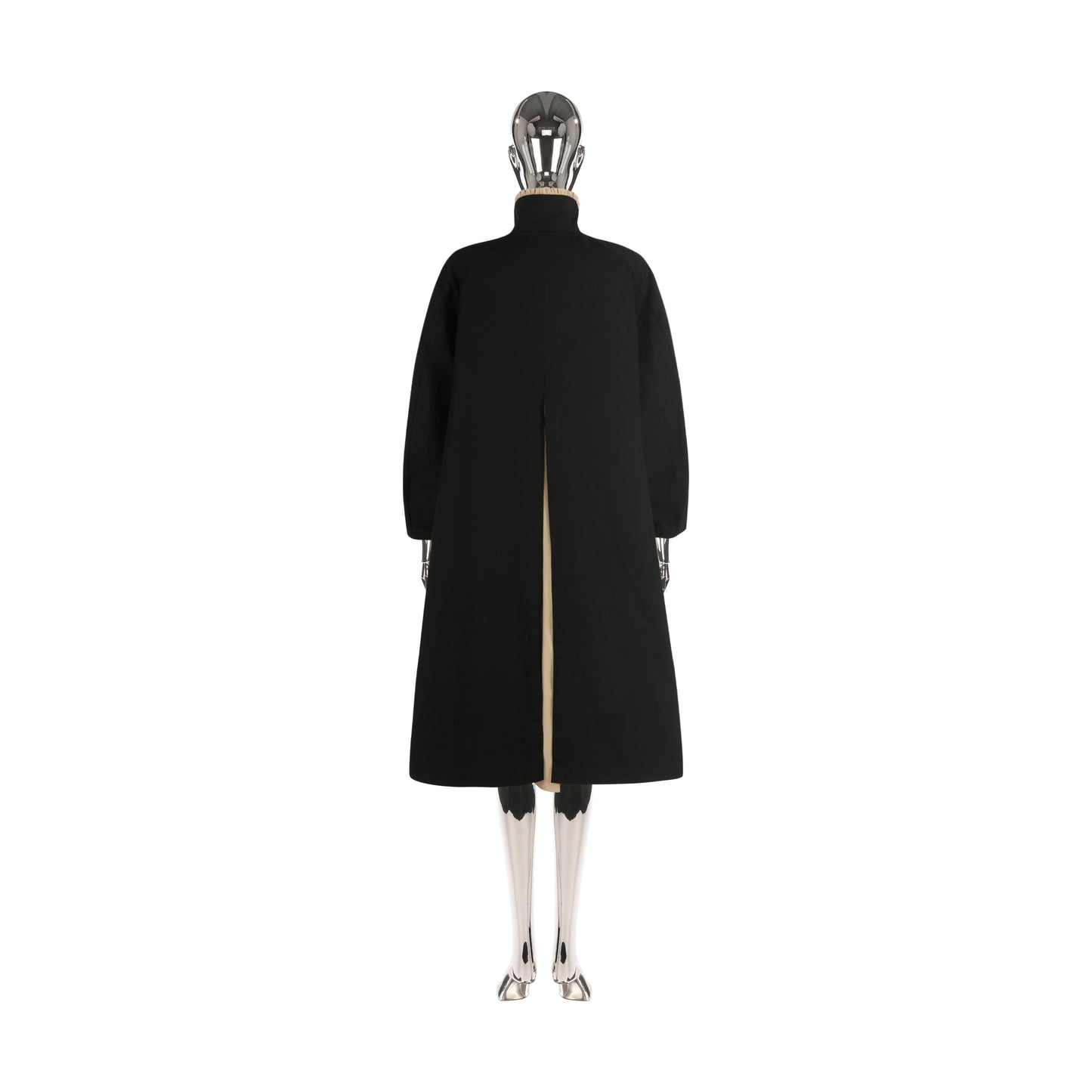 BLACK COTTON BOW OVERCOAT