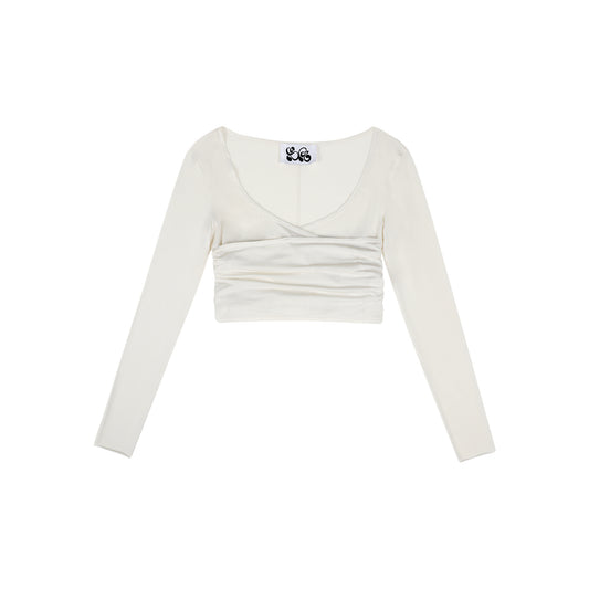 WHITE JERSEY WRAP TOP